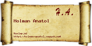 Holman Anatol névjegykártya